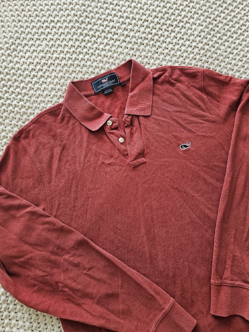 Vineyard Vines Men's Rust Red Long-Sleeve Polo